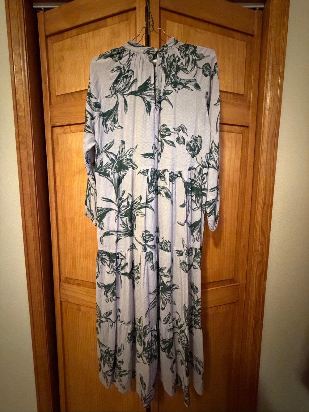 a new day Green Floral Tiered Maxi Dress on Light Lavender.